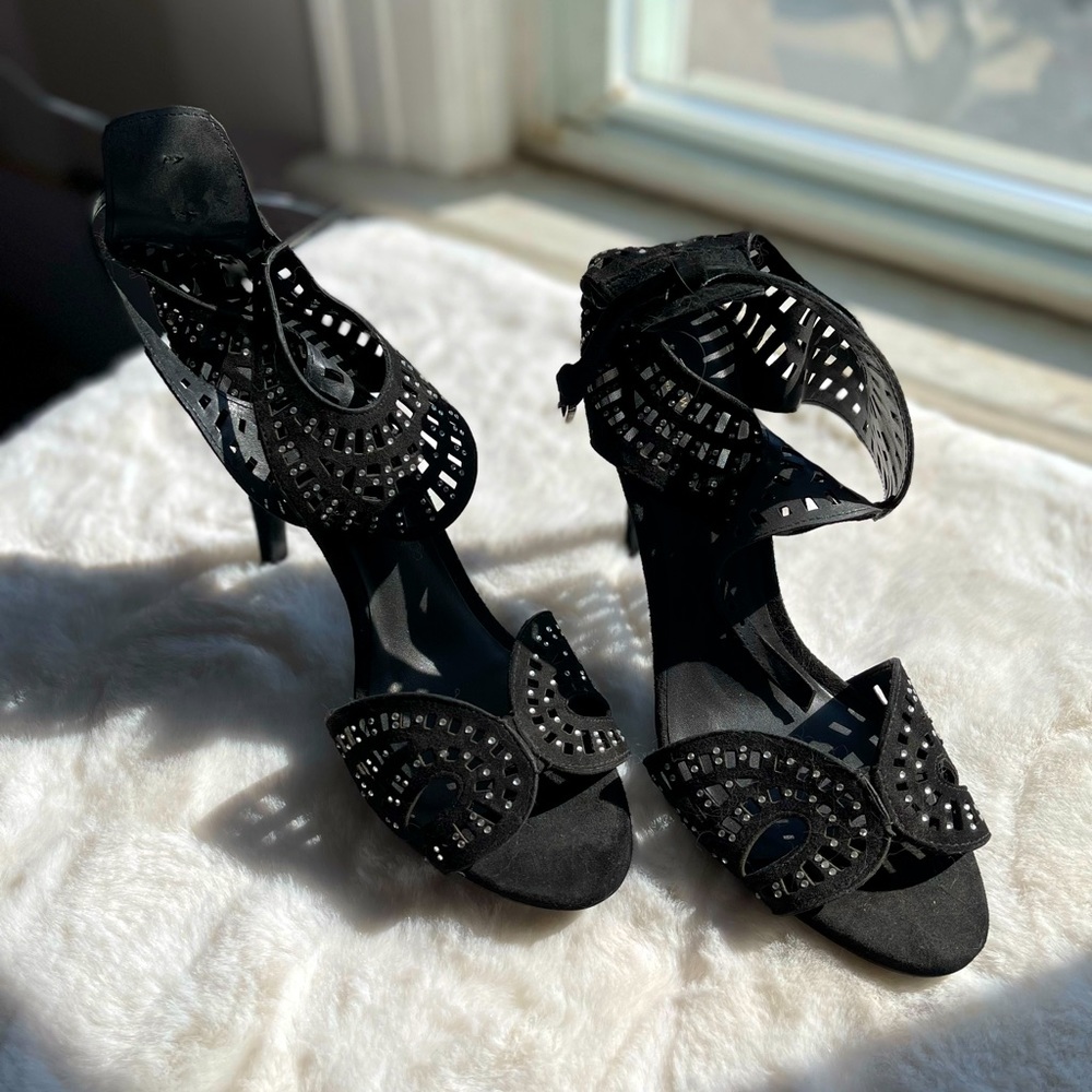 Zara rhinestone studded open toe pump size 10/41